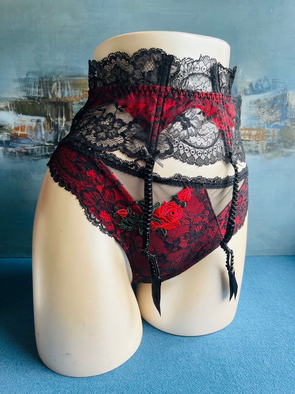 Porte-Jarretelles Lise Charmel Taille 1 (A42) En Dentelle Noire Brodée - Neuf Sans Étiquette
