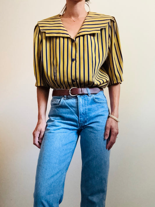 Chemisier style bowling jaune vintage rétro look
