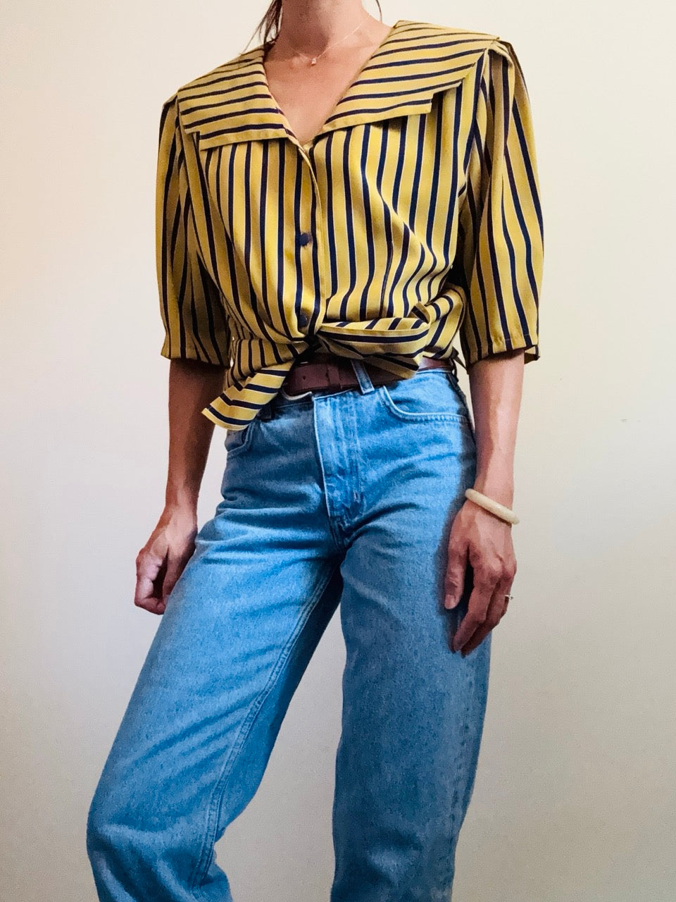 Chemisier style bowling jaune vintage rétro look