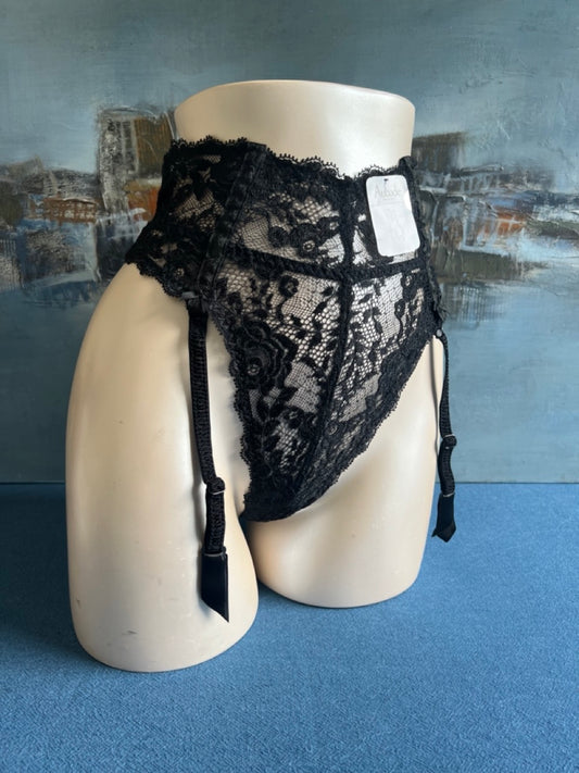 Culotte tanga porte-jarretelles - VOLGA (noir) - Aubade