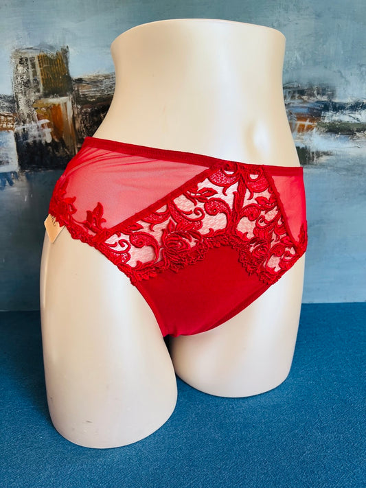 Culotte slip haut - SERTI GUIPURE rouge - Lise Charmel