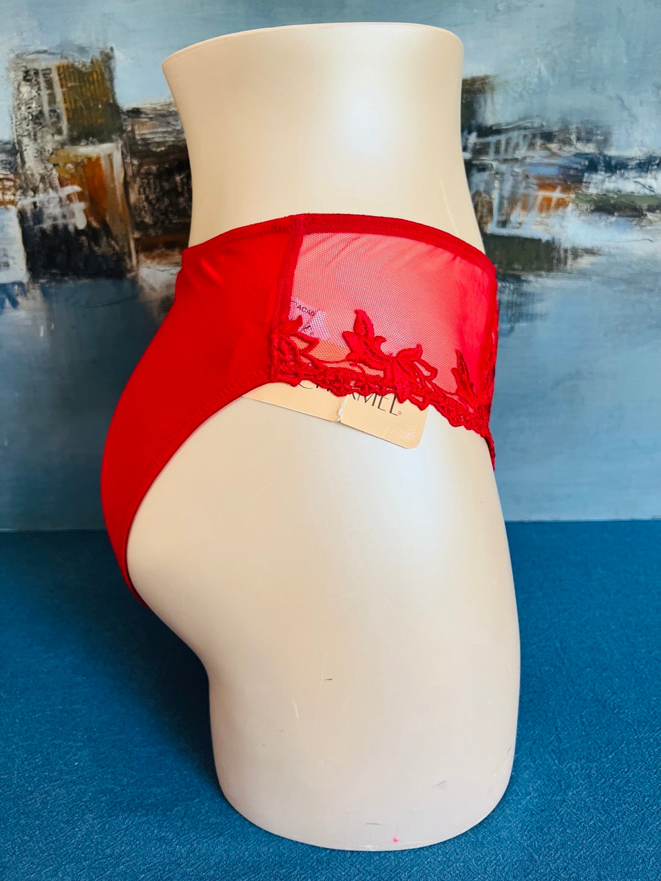 Culotte slip haut - SERTI GUIPURE rouge - Lise Charmel